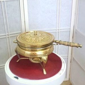 Vintage Brass Nader Factory Chaffing Dish Food Warmer